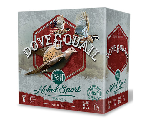 Nobel Sport Dove & Quail 12 Ga, 2.75″, 1 1/8 oz, 7.5 Shot, 250rd Box