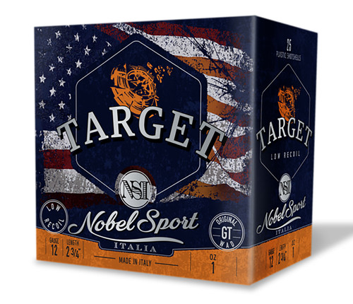 Nobel Sport Target Low Recoil 12 Ga, 2.75″, 1oz, 8 Shot, 250rd Box