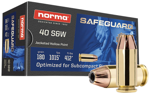 Norma Safeguard 40 Smith & Wesson, 180gr, Jacketed Hollow Point, 50rd Box