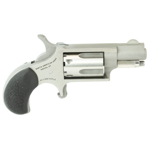 North American Arms Mini Revolver 22 LR, 1.125″ Barrel, Stainless Steel, Rubber Grip, 5rd