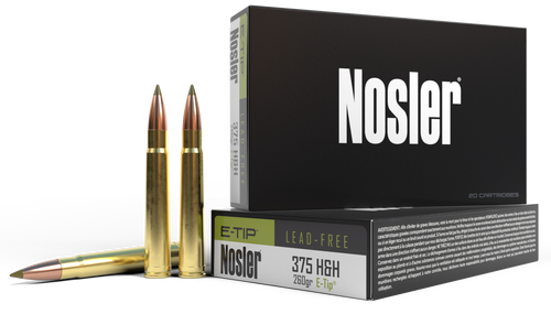 Nosler 375 Holland & Holland Magnum, 260gr, E-Tip Boat Tail, 20rd Box