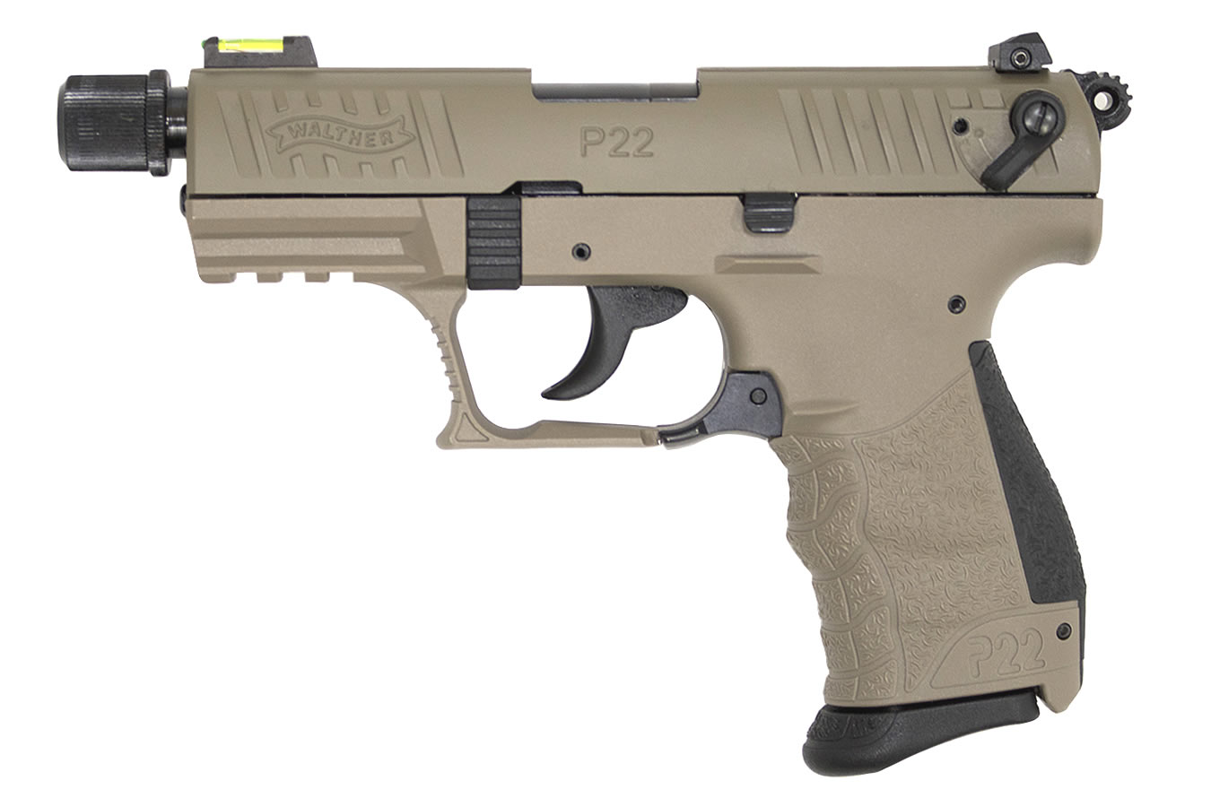 P22 QD 22LR FDE Rimfire Pistol with Threaded Barrel and Fiber Optic Front Sight