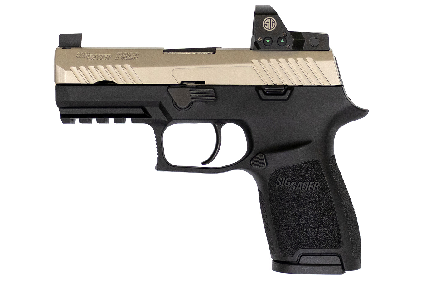 P320 Compact Two-Tone RX 9mm Pistol with ROMEO1 Reflex Sight and Nickel PVD Slid