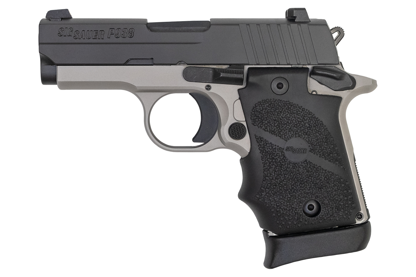 P938 Ghost 9mm Micro-Compact Pistol with Ghost Gray Frame and Rubber Grips