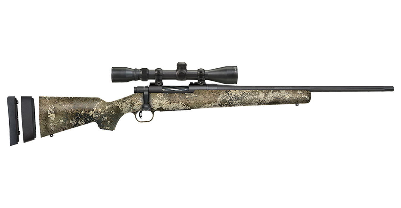 Patriot 243 Win Youth Super Bantam Bolt-Action Rifle with 3-9x40mm Scope and Strata Camo Stock