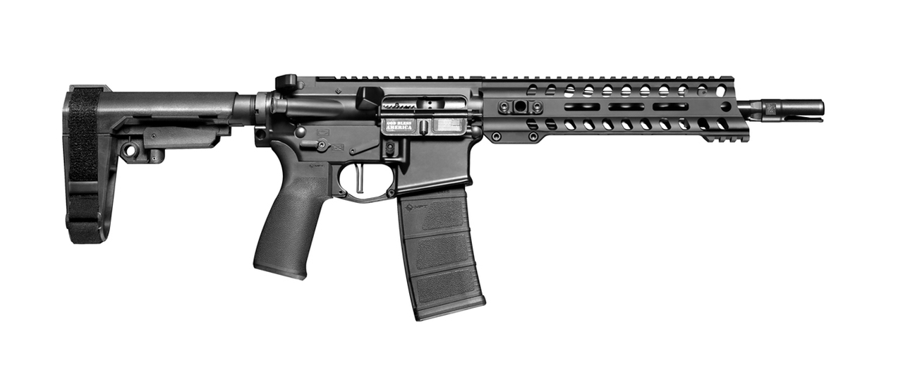 Patriot Ordnance Factory Minuteman 556NATO, 10.5″ Barrel, 9″ Renegade Rail, Carbine Length Low Pro DI Gas Block, Aluminum Frame, Anodized Black, 30 Rounds