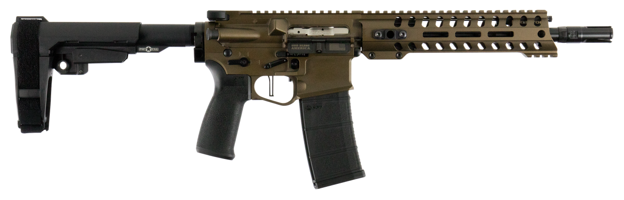 Patriot Ordnance Factory Renegade Plus 5.56x45mm NATO 10.50″ 30+1 Burnt Bronze Mission First Battlelink Stock Black Polymer Grip