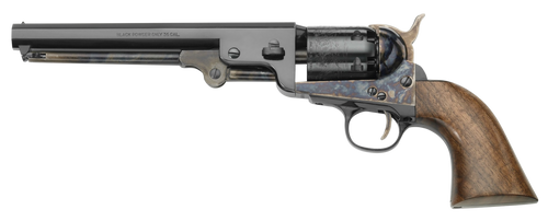 Pietta 1851 Navy London 36 Cal, 7.5″ Barrel, Case Hardened, Walnut Grip, 6rd