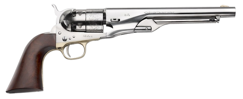 Pietta 1860 Army “Old Silver” 44 Cal, 8″ Barrel, Silver Steel Frame, Walnut Grip, 6rd