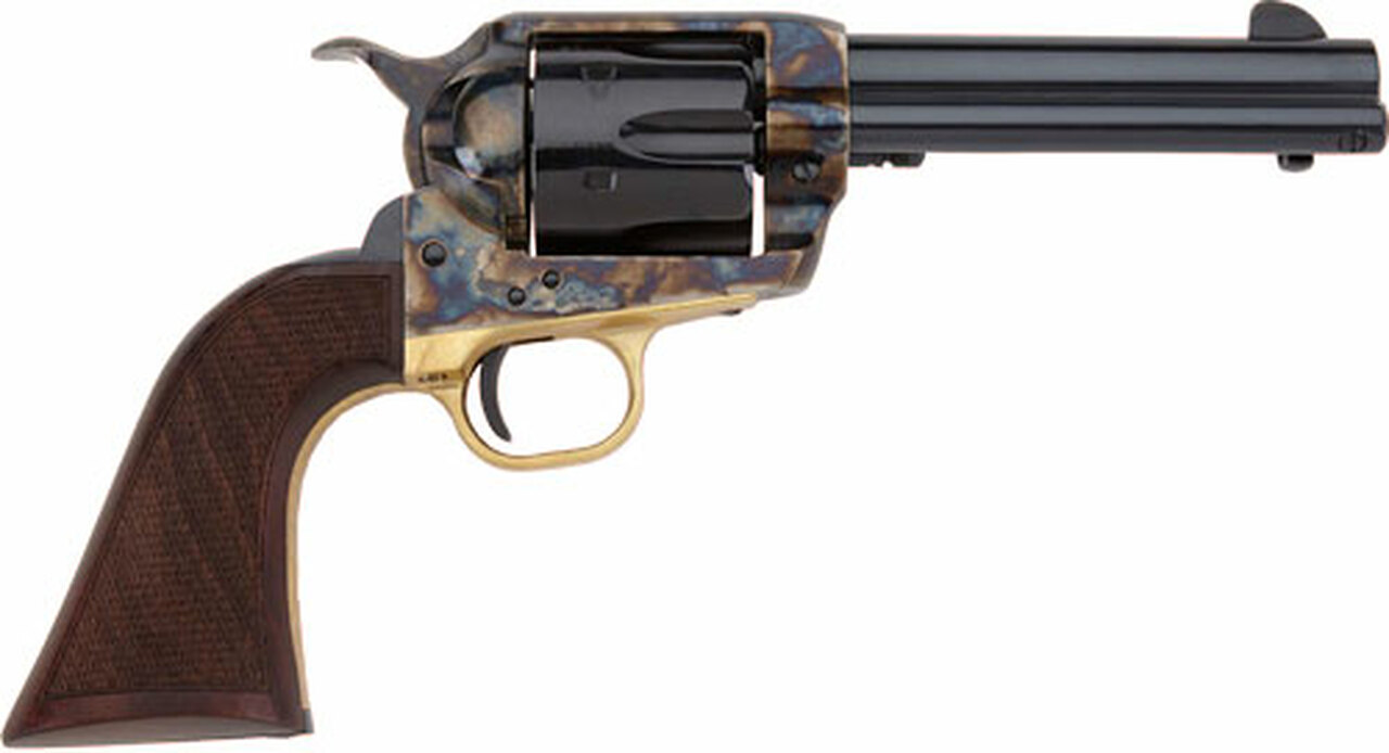 Pietta 1873 GW2 Alchimista II 45 Colt, 5.50″ Barrel, Blued Color Case Hardened, Steel Walnut Army Checkered Grip, 6rd