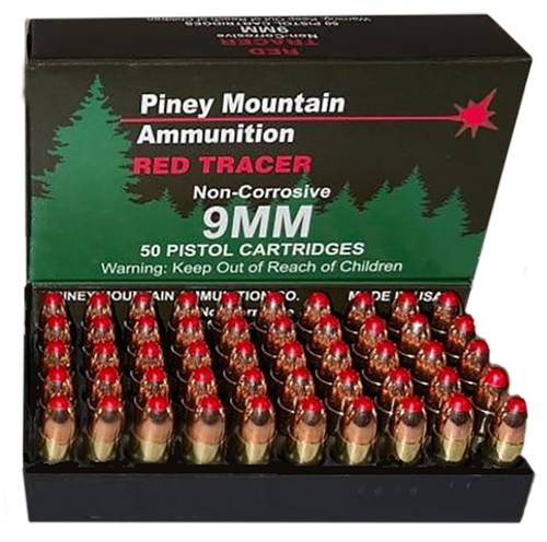 Piney Ammunition Red Tracer 9mm, 119gr, FMJ, 20rd Box