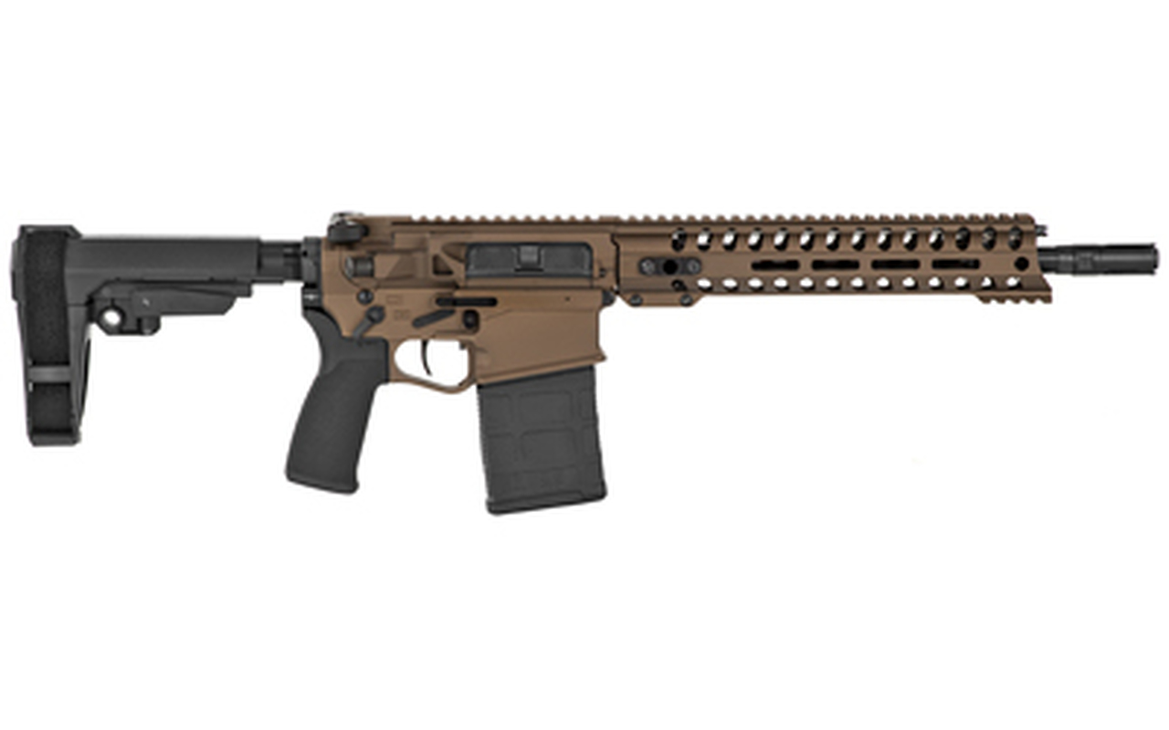 POF Revolution DI Pistol 308 Win, 12.5″ Barrel, Dictator Gas Block, 11.5″ Renegade Rail, SB-A3 Brace, Cerakote Burnt Bronze