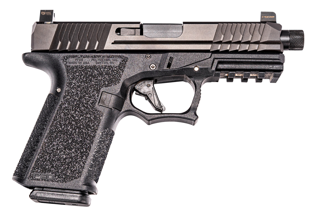 Polymer80 PFC9 Compact 9mm 4.02″, NS Black Aggressive Textured Black Polymer Grip, 15 rd