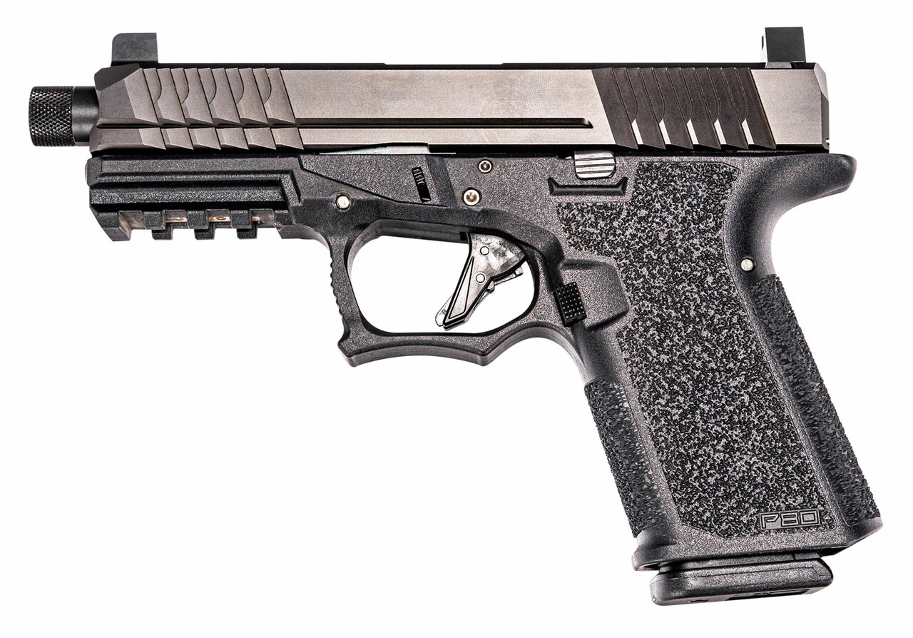 Polymer80 PFC9 Compact 9mm 4.02″, NS Black Aggressive Textured Black Polymer Grip, 15 rd