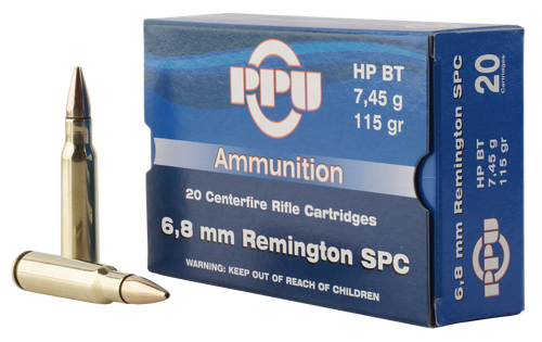 PPU 6.8mm Remington SPC, 115gr, Full Metal Jacket Boat-Tail, 20rd Box