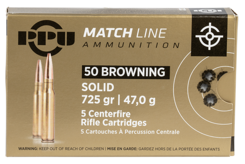 PPU Match Rifle 50 BMG, 725gr, Full Metal Jacket Solid, 5Bx/20Cs