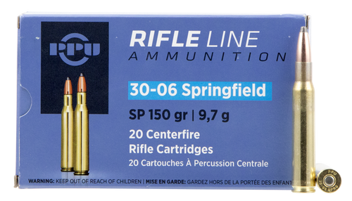 PPU Rifle Line 30-06 Springfield, 150gr, Soft Point, 20Bx/10Cs