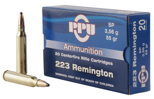 PPU Standard Rifle 223 Remington, 55gr, Soft Point, 20Bx/50Cs