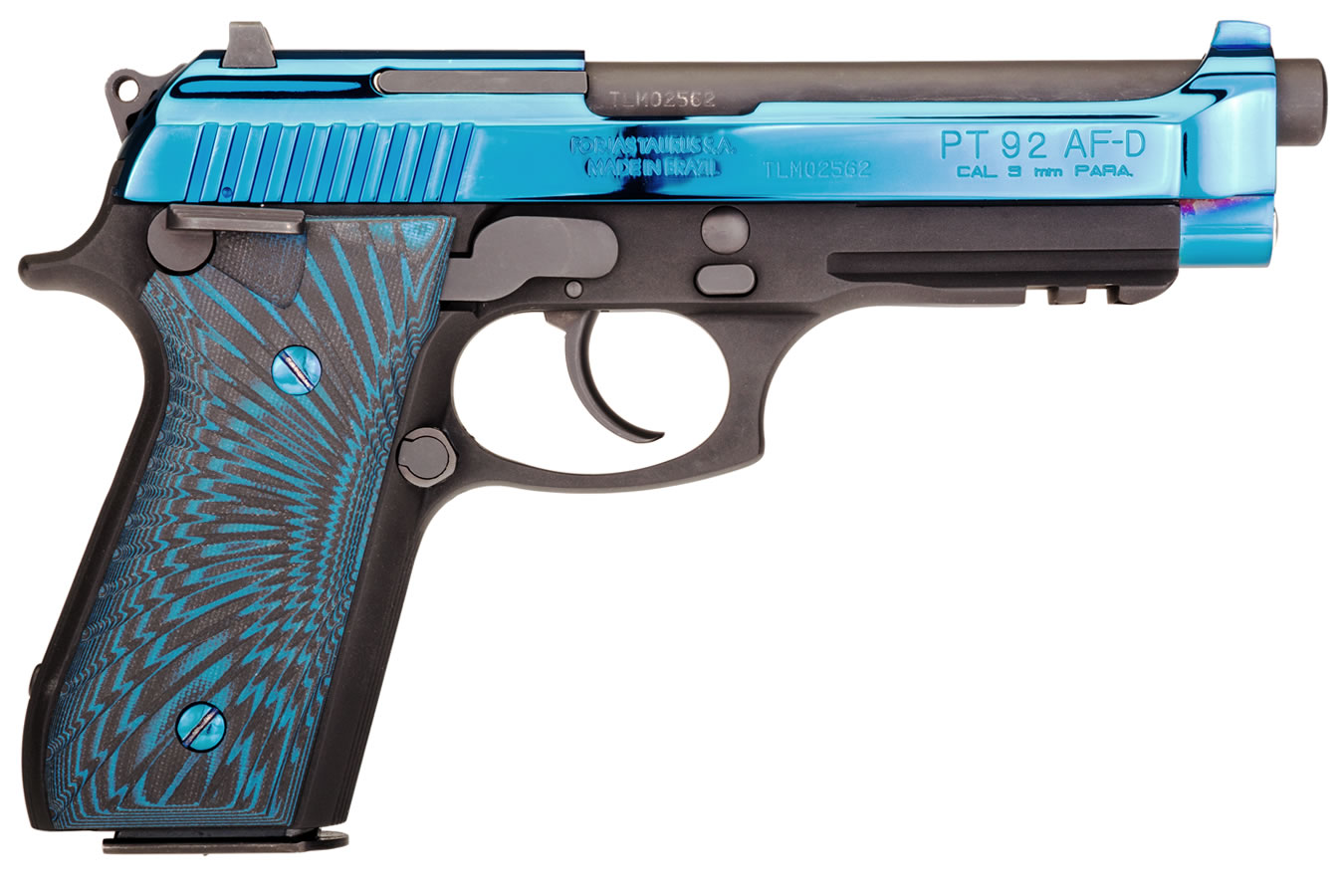 PT92 9mm Pistol with Blue PVD Slide and G10 Grips