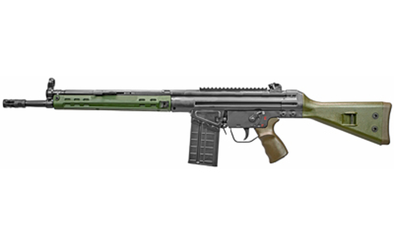 PTR Industries PTR-91 GIRK, 308 Win, 16″ Barrel, Black, Green Furniture, 20Rd, Welded Scope Mount, Metal Lower, Removable 5/X24 Flash Hider, 1-20Rd Magazine