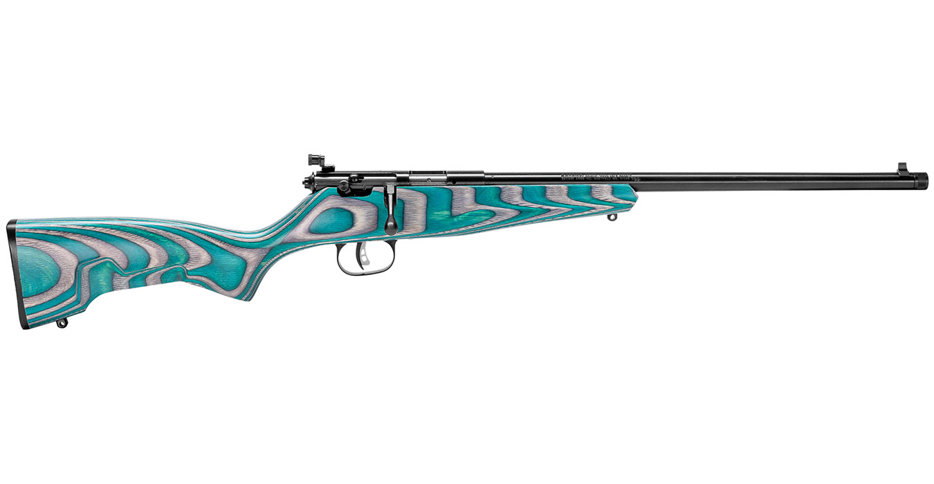 Rascal Minimalist 22LR Bolt Action Rimfire Rifle with Gray/Teal Hybrid Stock