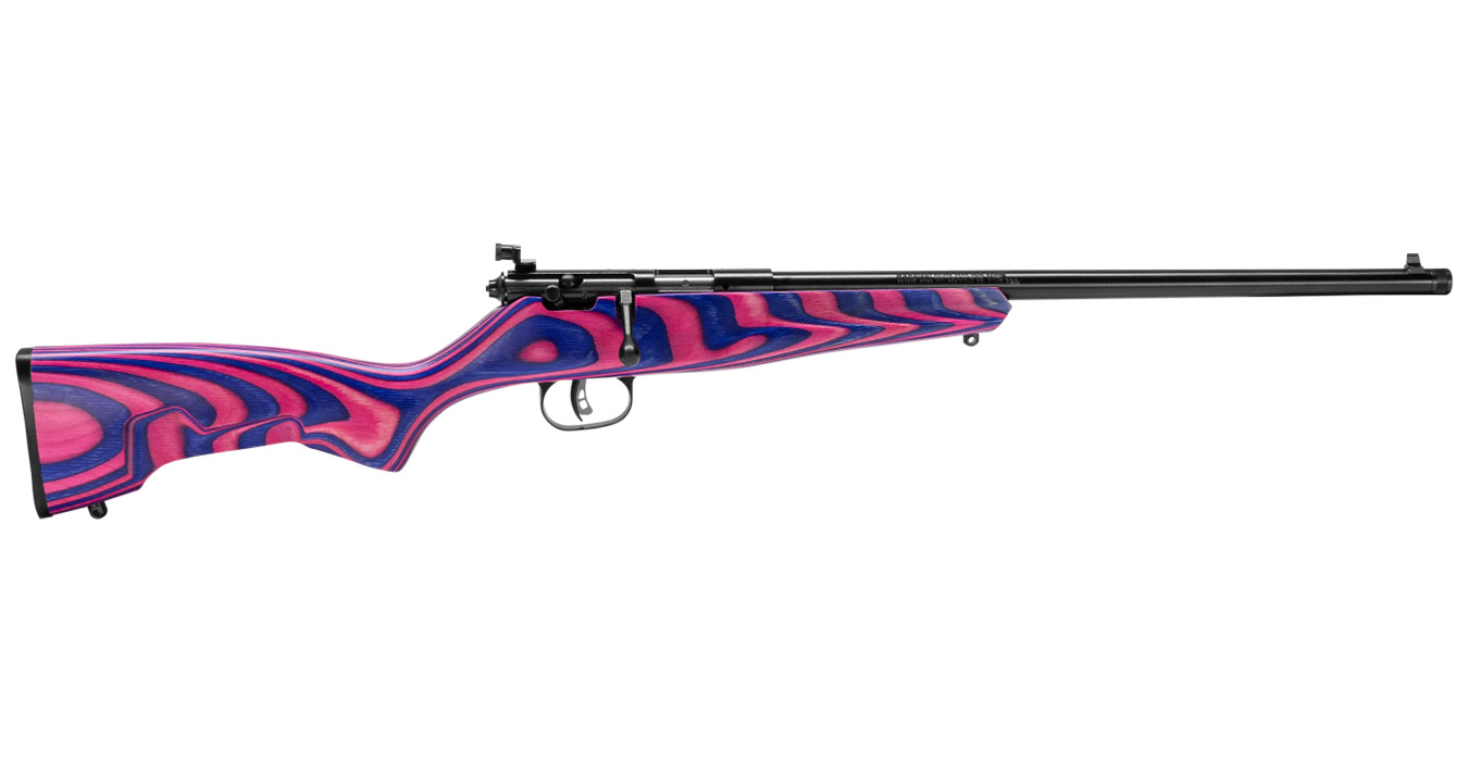 Rascal Minimalist 22LR Bolt Action Rimfire Rifle with Pink/Purple Hybrid Stock