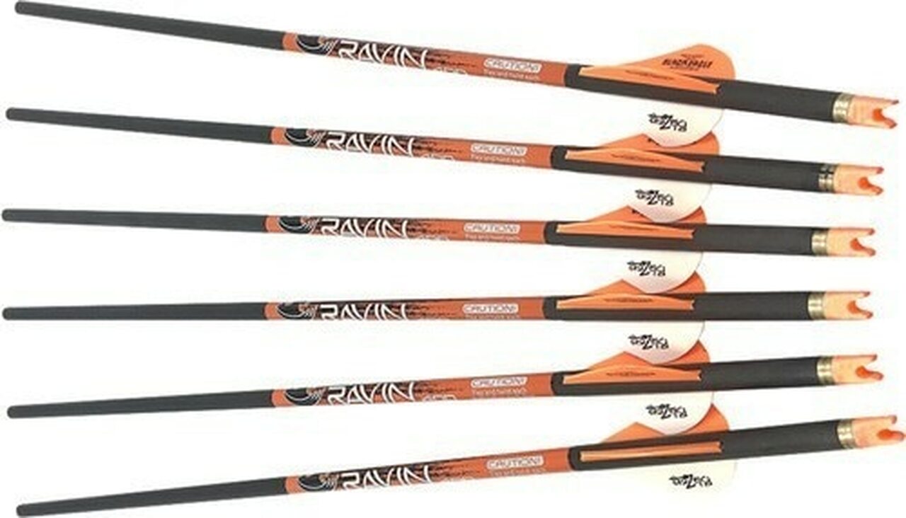 RAVIN XBOW ARROW CARBON, 2″ OFFSET VANES 400GR .003″ 6PK
