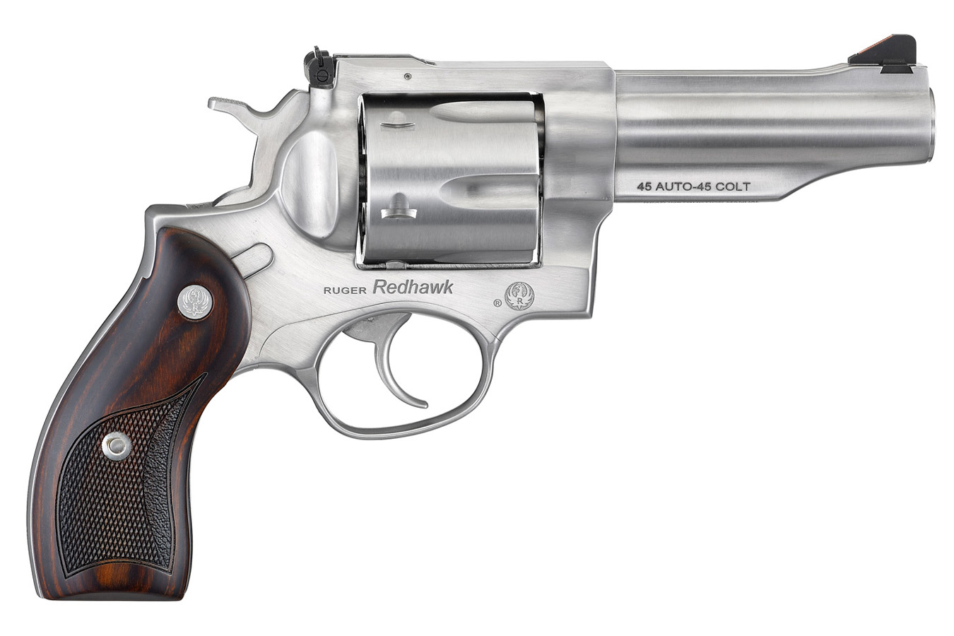 Redhawk 45 ACP Satin Stainless Revolver with Hardwood Grips