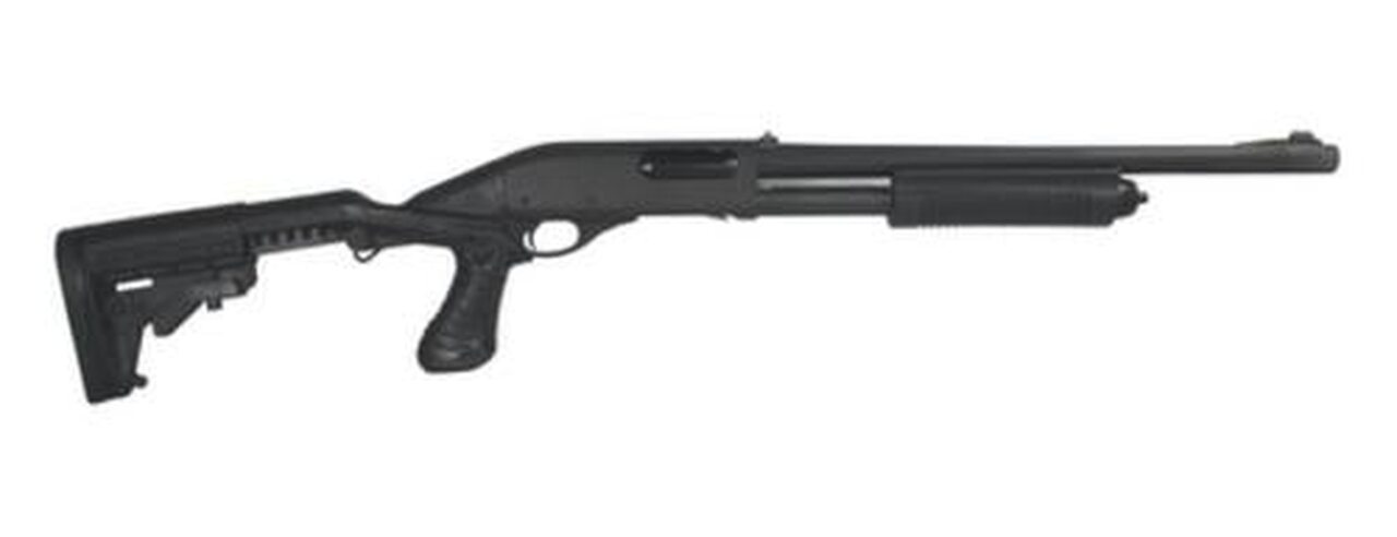 Remington 870 Police 12 Ga 18″ Barrel Parkerized Finish Low Profile Rifle Sights Black Knoxx Adjustable Stock 4rd