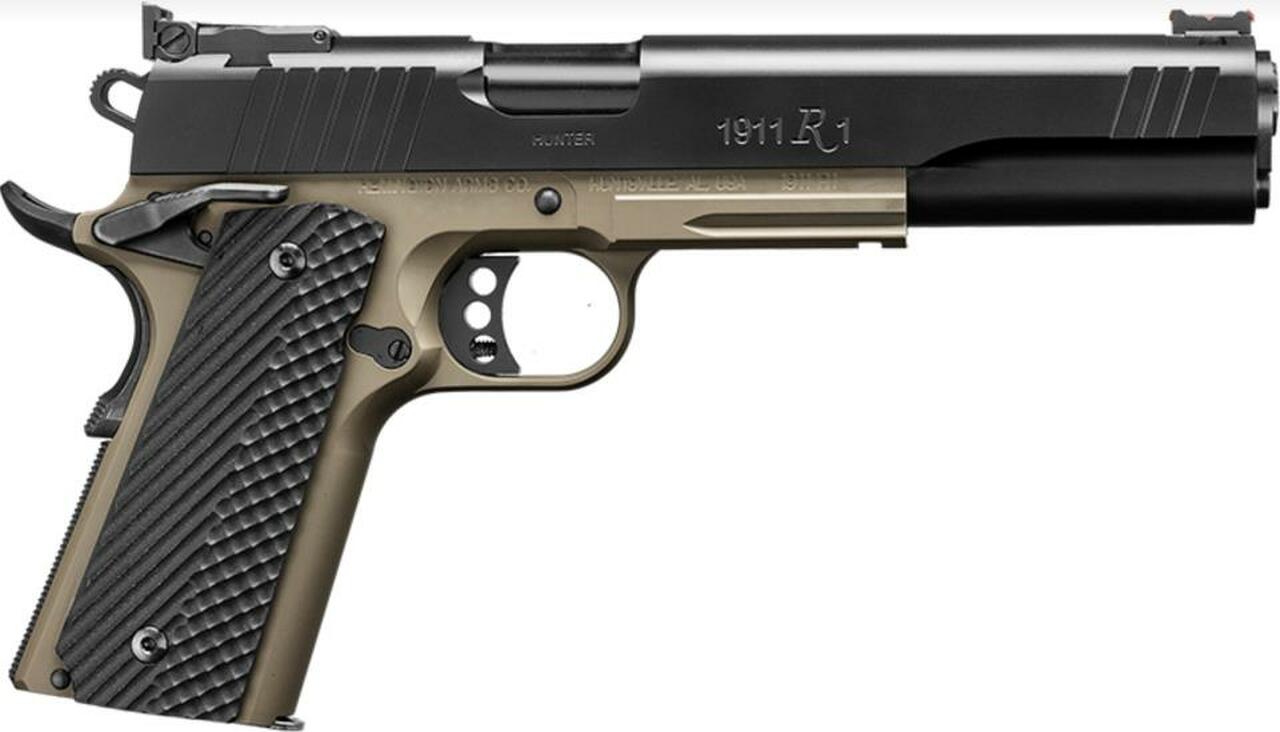 Remington R11 10MM HUNTER LONG SLIDE 6″ Barrel Long Slide Flat Dark Earth Frame G10 Grips 8rd Mag