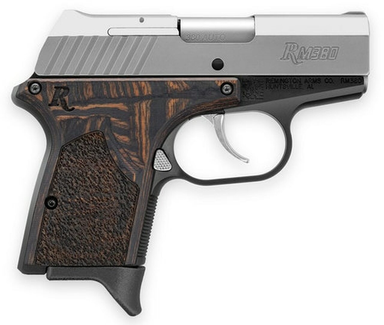 Remington RM380 Micro Executive 380 ACP 2.75″ Barrel Laminate Macassar Grip Black Aluminum Frame SS Slide 6rd Mag
