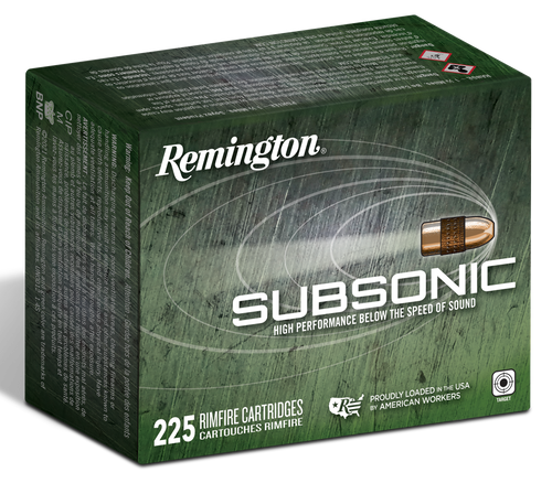 Remington Subsonic Rimfire 22 LR, 40gr, Hollow Point, 225rd Box