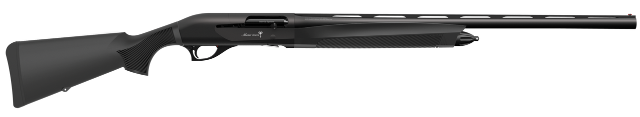 Retay Masai Mara Inertia Plus 12 Ga, 24″ Barrel, 3″, Soft Touch Matte Anodized Black Receiver Black Fixed Swivel Studs Stock , 4rd