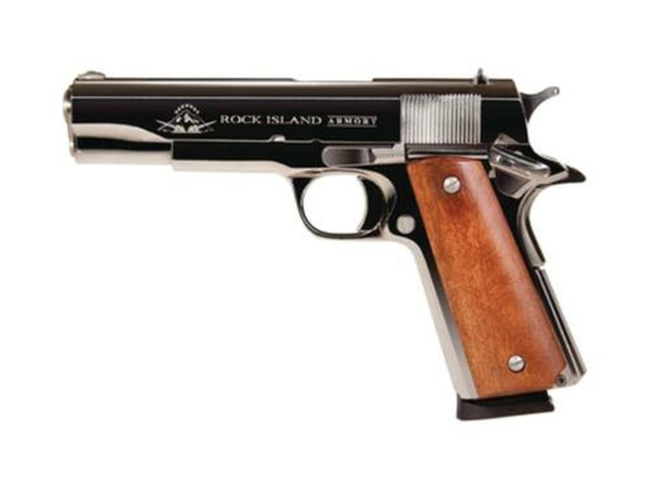 Rock Island Armory 1911-A1 GI Standard 45 ACP 5″ Polished Nickel Standard Sights 8 Round