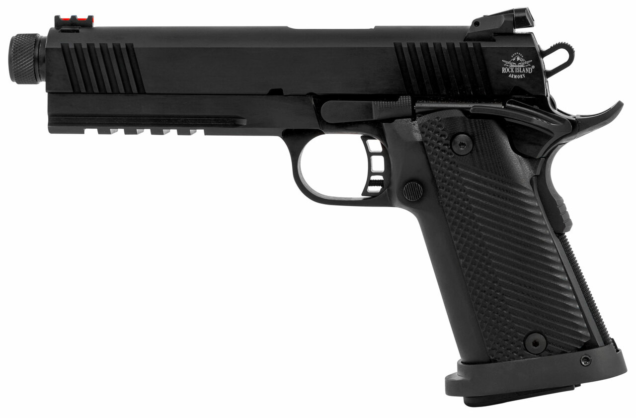 Rock Island Armory 1911 Tac Ultra 10mm, 5.5″ Threaded Barrel, Fiber Optic, Black, 16rd