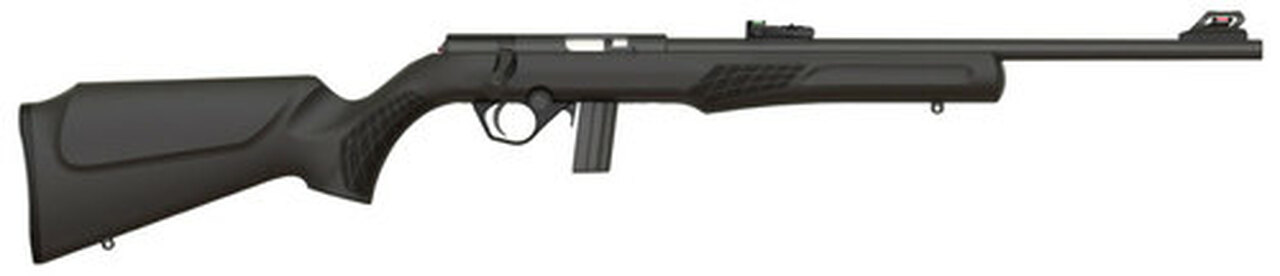 Rossi RB22 22LR, 18″ Barrel, Black, Synthetic Stock, 10Rd, Adjustable Fiber Optic Sights