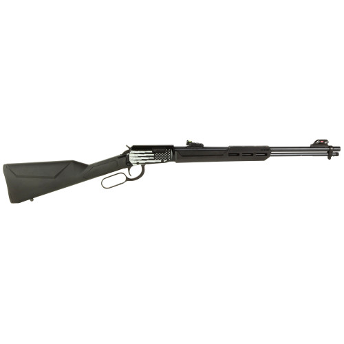 Rossi Rio Bravo 22 WMR, 20″ Barrel, Black, Lightning US Flag Engraving, 12rd