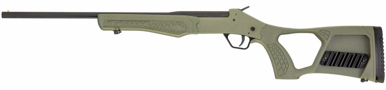 Rossi Tuffy Youth 410 Ga, 18.5″ Barrel, Matte Black, Olive Drab Green, Fixed Thumbhole Stock, 1rd