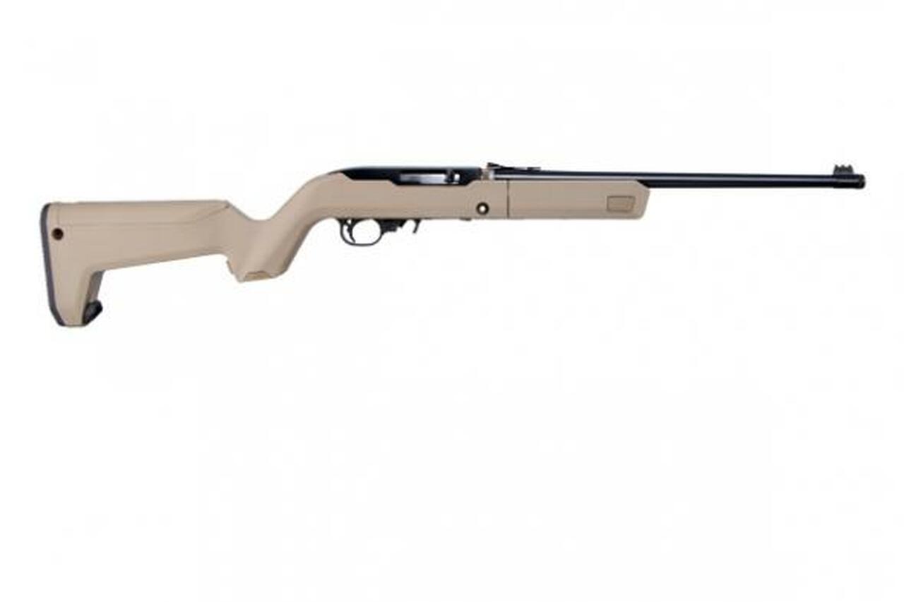 Ruger 10/22 .22 LR, 16″ Barrel, FO Sights, Flat Dark Earth Magpul Backpacker Stock, 4x 10rd Mag