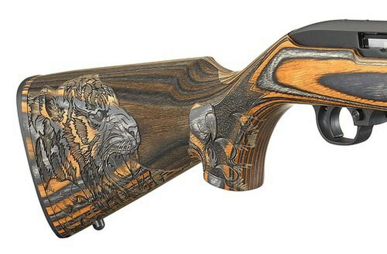 Ruger 10/22, .22 LR, 18.5″, 10rd, Orange Laminated Tiger Stock