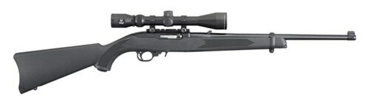 Ruger 10/22 Carbine 22 LR, 18.5″ Barrel, Satin Black, Alloy Steel Receiver, Black Synthetic Stock, With Viridian EON 3-9×40 Scope and Ruger Case, 10Rd Rotary Magazine