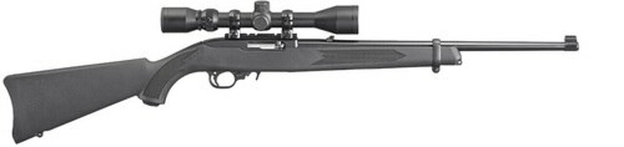Ruger 10/22 Carbine 22LR, 18.5″ Barrel, Satin Black, Weaver Scope and Case, 10Rd Mag