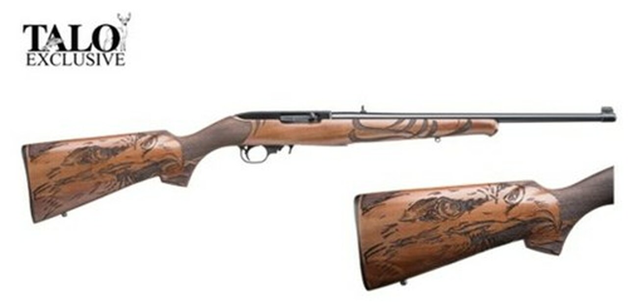 Ruger 10/22 Eagle, 22LR, 18.5″, Laminated Engraved Eagle Stock, Blued, Talo Exclusive