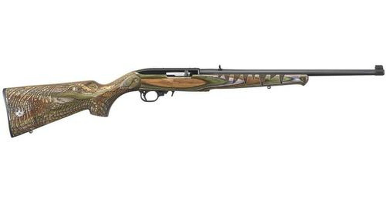 Ruger 10/22 Gator, 22LR, 18.5″, Laminated Engraved Gator Stock, Blued, Talo Exclusive