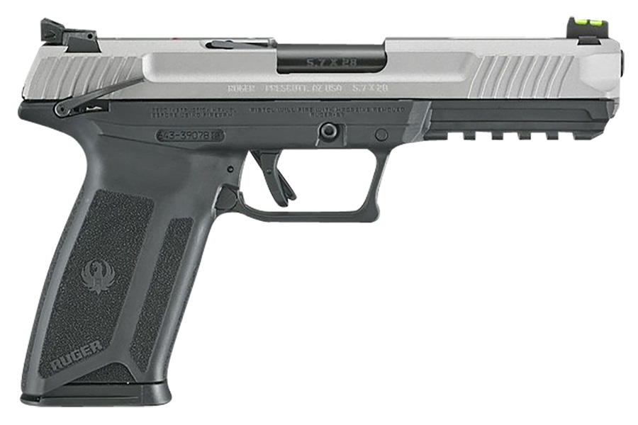 Ruger-57 5.7x28mm Pistol with Savage Silver Cerakote Slide