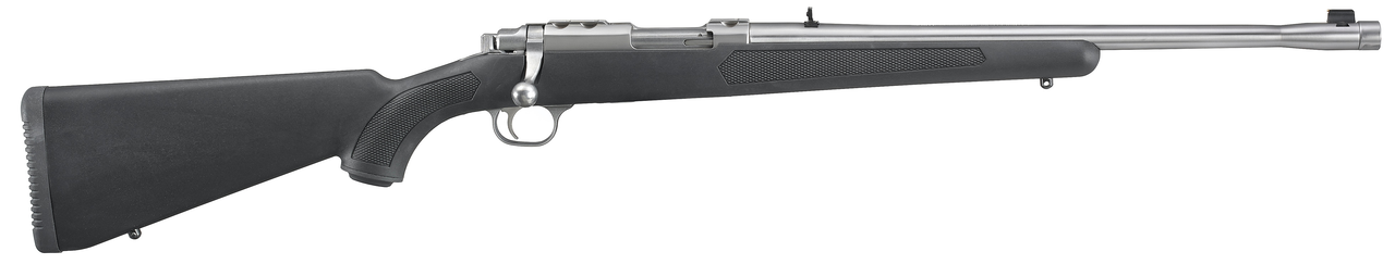 Ruger 77 44 Magnum, 18.5″ Threaded Barrel, 11/16X24 Threads, Stainless Finish, Adjustable Rear Sight, Bead Front Sight, 4rd