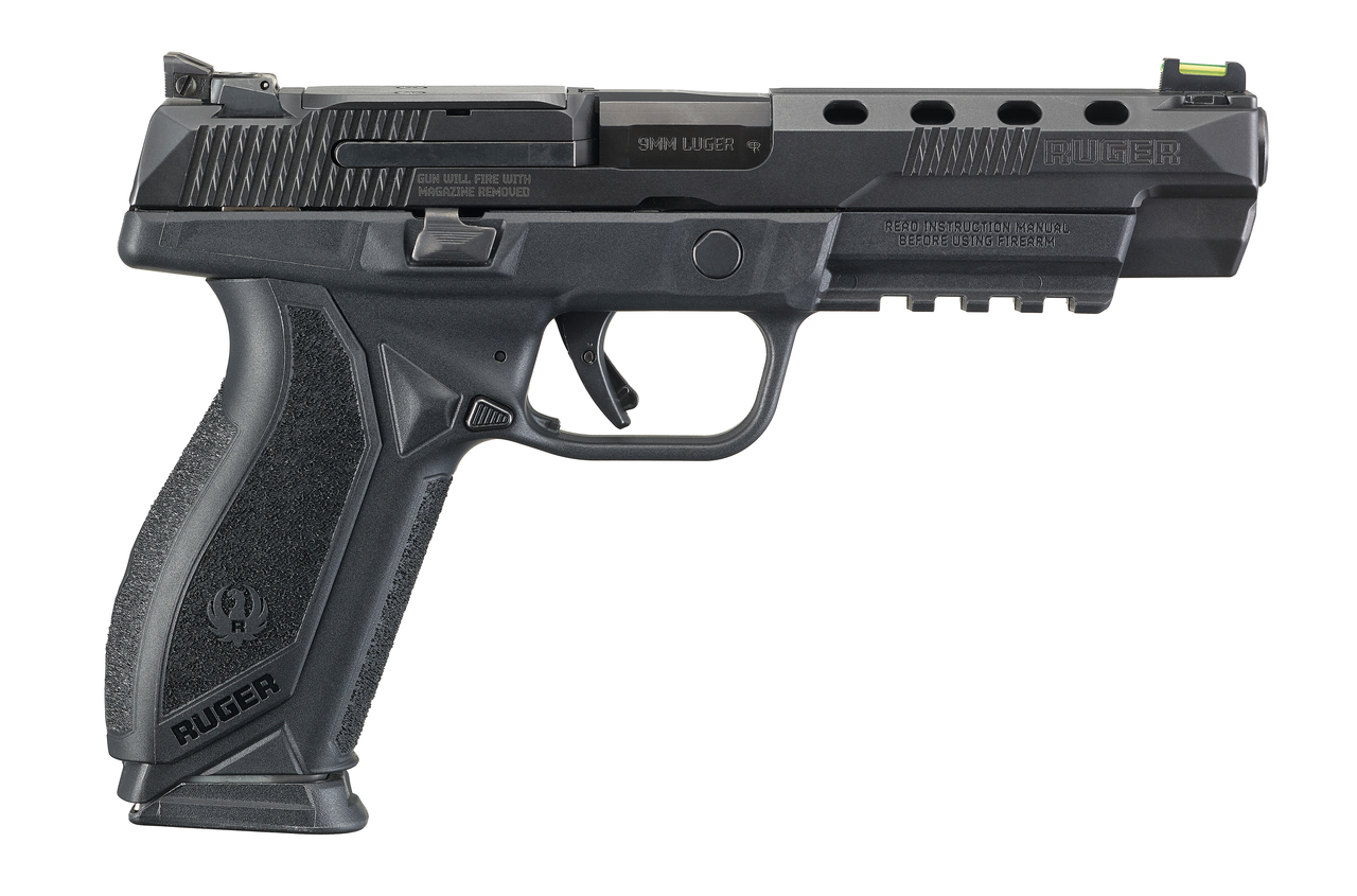 Ruger American Competition, 9mm, 5″ Barrel, 2x17rd Mags, Fiber Optic Sight