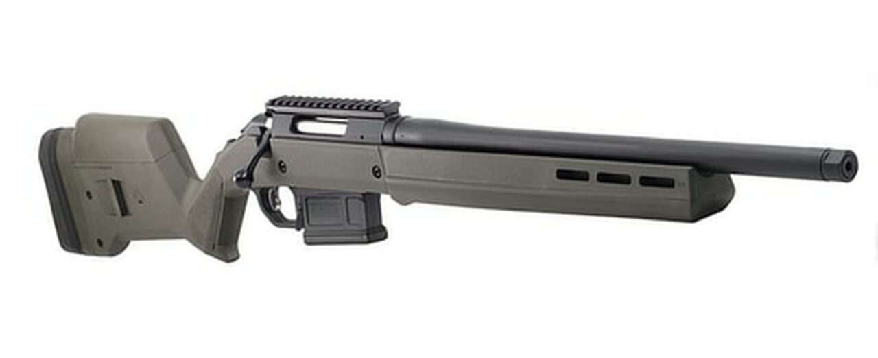 Ruger American Magpul Hunter, 6.5 Creedmoor, 18″ Barrel, 5rd, Optics Ready, OD Green 5rd Mag