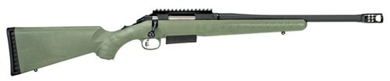Ruger American Predator 450 Bushmaster, 16.25″ Barrel, Adjustable Trigger, Green Synthetic Stock
