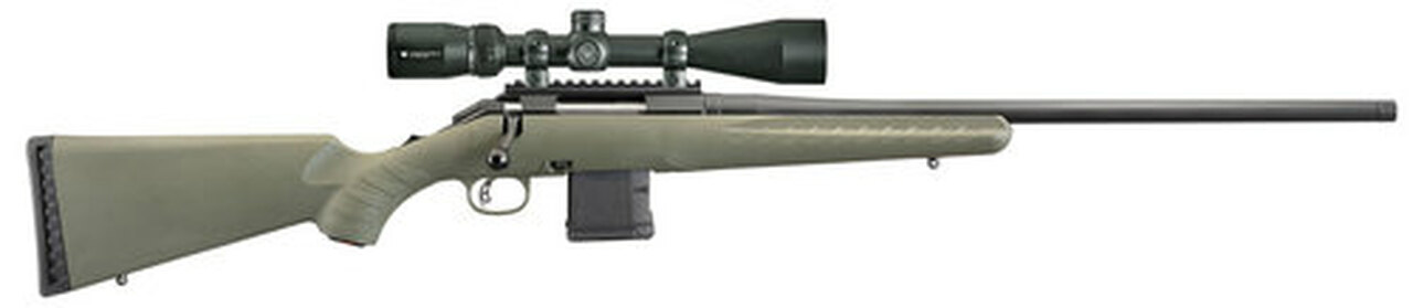 Ruger American Predator Package 6.5 Creedmoor 22″ Barrel Vortex 4-12 Scope, Moss Green Synthetic Stock